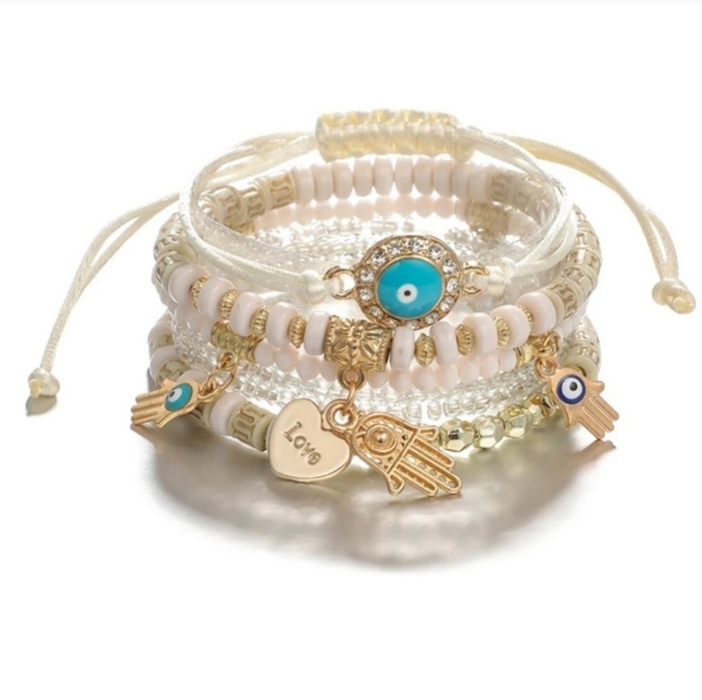 White and gold bracelet set - Picture 1 of 4